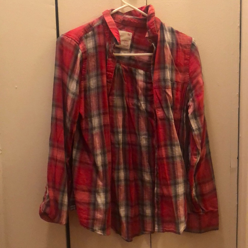 Red and white plaid shirt. Worn once!